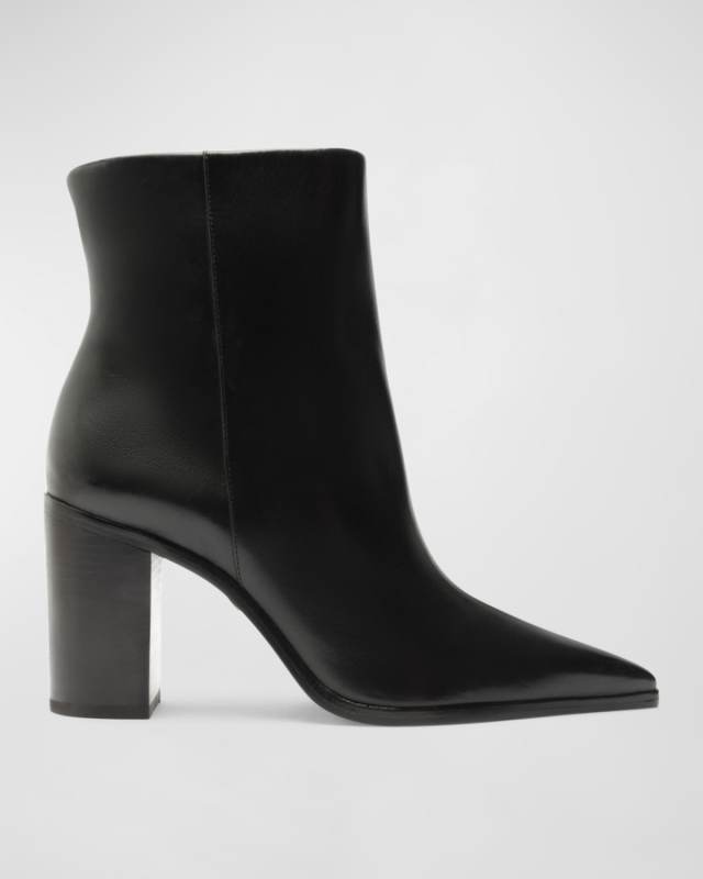 Mikki Leather Block-Heel Booties